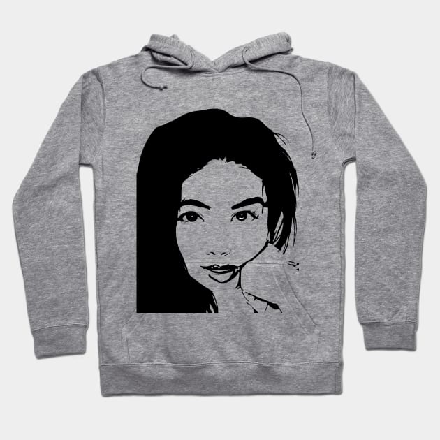 Asia  Woman digital art black portrait . Hoodie by BencDesignStudio